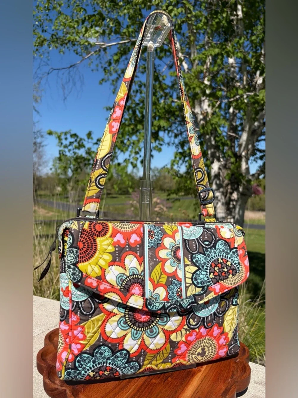 Disney Parks Vera Bradley Tablet Hipster Crossbody “Mickey’s Perfect Petals” EUC